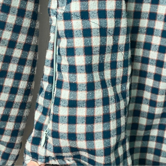 Toad & Co Blue Plaid Button Front Shirt  Wool Blend - Picture 3 of 6